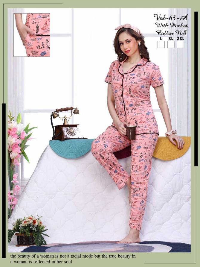 Ft C Ns Vol 63 A Night Wear Hosiery Cotton Wholesale Night Suits
